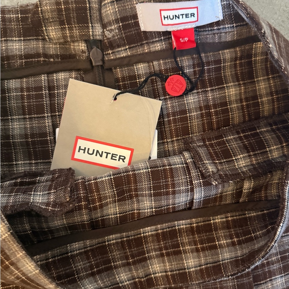 NWT Hunter - Pleated Horsebit Miniskirt Small $89 Brown Plaid Mini Skirt - Picture 2 of 10